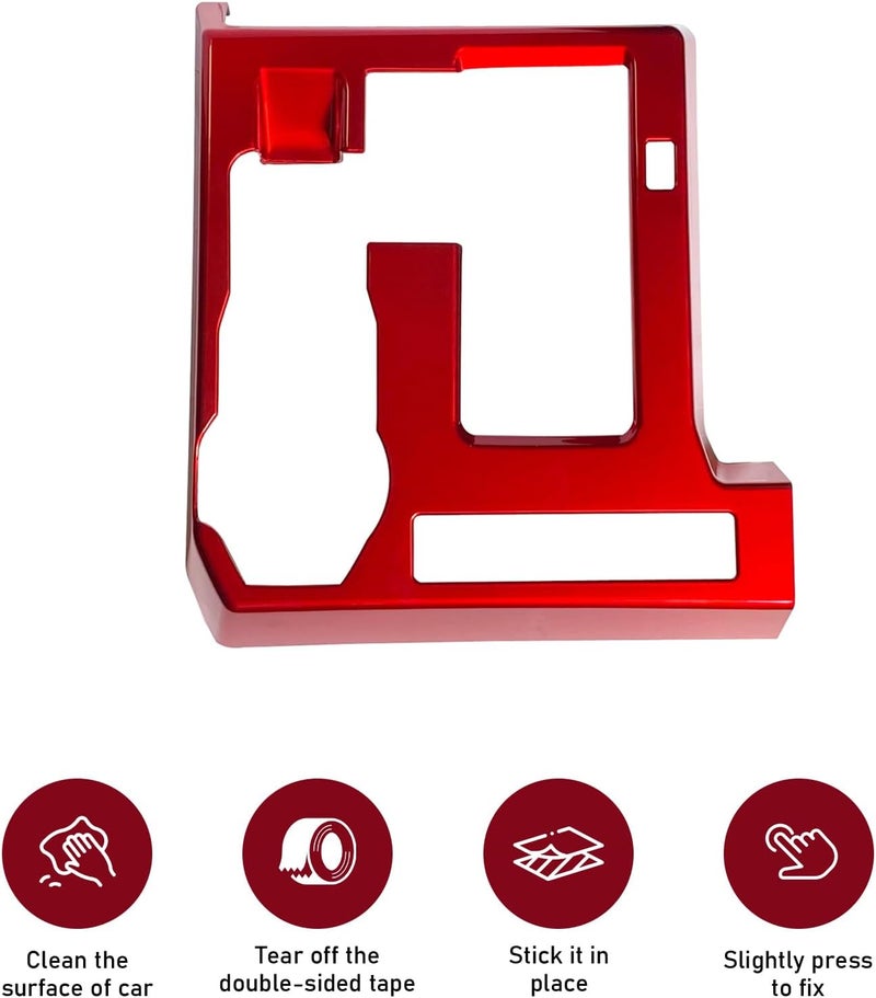 BORUIEN for Toyota Tacoma 2024 2025 and 4Runner 2025 Interior Accessories Center Console ABS Shift Panel Cover Decor Dashboard Trim (Dark Red, Shift Panel Cover) - Image 3